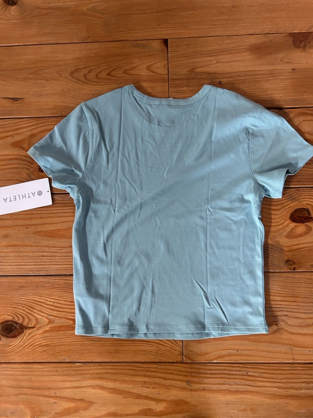 NWT Athleta Signature Rib Crop Tee Waterloo Blue Size Medium - Picture 6 of 6